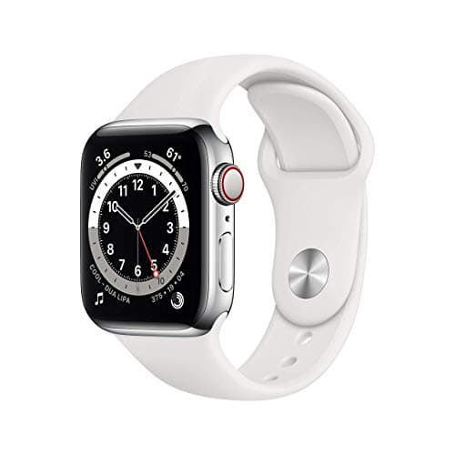Apple Watch Series 6 (GPS + Cellular, 40MM) Silver Stainless Steel Case with White Sport Strap (Refurbished) - Image 2
