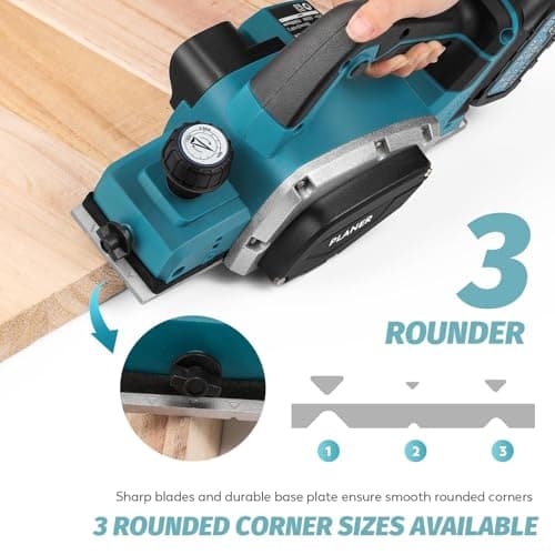 Cordless Planer Compatible with Makita 18V Battery, 3200 RPM, Planing Width 82 mm and Depth Adjustable from 0 to 2 mm, Electric Hand Planer for Woodworking and Furniture DIY - Image 7