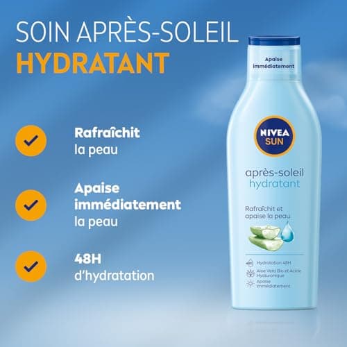 NIVEA SUN - 48H Hydrating After Sun Milk - Refreshes & Soothes Skin - Organic Aloe Vera & Hyaluronic Acid - Light & Non-greasy Formula - All Skin Types - 200ml - Image 4