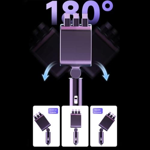 Car Charger with Retractable Cables, 2 USB Ports Quick Charge Car Accessories with Stellar Light, Mobile Phone Chargers for Car – for Camping, Car, Truck, Travel, Work Devices - Image 3