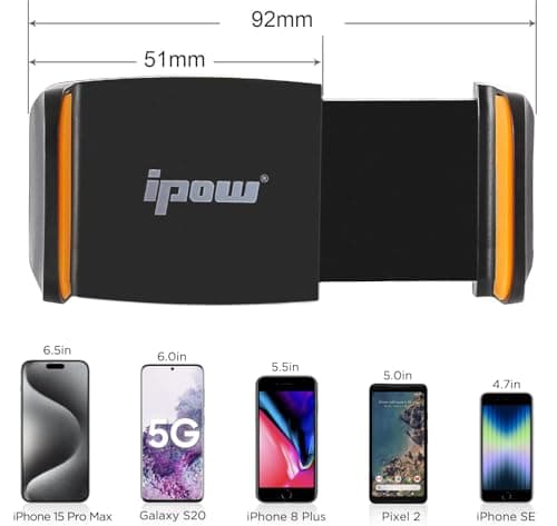 IPOW [One Touch System] Mini CD Slot Car Mobile Phone Holder, Adjustable Clamp Universal Smartphone Holder with Thick Case for Apple iPhone 14/13/12/11, Huawei Nova - Image 4