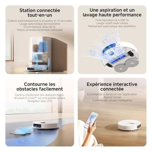 XIAOMI Robot Vacuum X20+, Station Tout-en-Un avec vidage, Lavage & séchage Auto, Aspiration 6000 Pa, évitement d’Obstacles S-Cross™, Navigation LDS, Commande vocale Via Mi Home. - Image 4