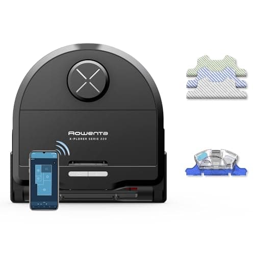 Rowenta X-Plorer Series 220 Robot Vacuum Cleaner, Animal & Allergy Model, Animal XL Brush, Vibrating Mop XL, 5600 Pa, Obstacle Avoidance RR9475WH - Image 2
