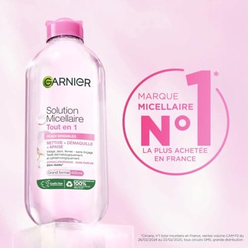 GARNIER Skin Active - All in 1 Micellar Solution - Cleanses, Removes Makeup, Soothes - Micelles and Vegetable Glycerin - Fragrance Free - Vegan & Cruelty Free - Face, Eyes, Lips - Sensitive Skin - 700 - Image 7