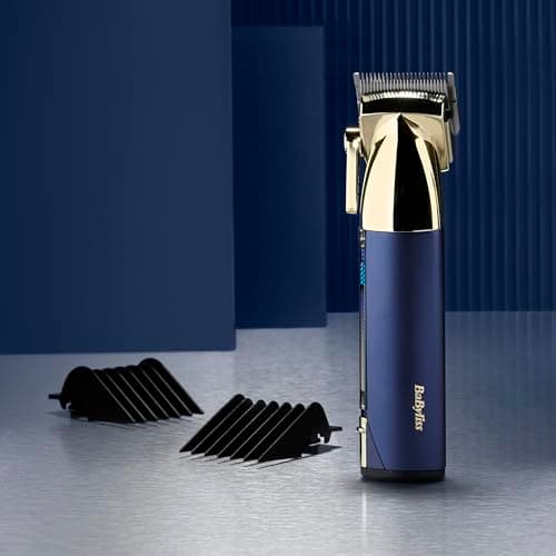 BaByliss Super-X Tondeuse à cheveux en métal, sans fil, lames en acier japonais conçues avec précision, kit de toilettage pour cheveux, cadeaux pour hommes (doré/bleu) - Image 4