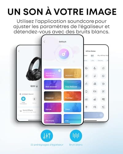 soundcore by Anker Q20i Casque Supra-auriculaire sans Fil Bluetooth avec réduction Active du Bruit Hybride, autonomie de 40 h en Mode ANC, Audio Haute résolution(reconditionné) - Image 6
