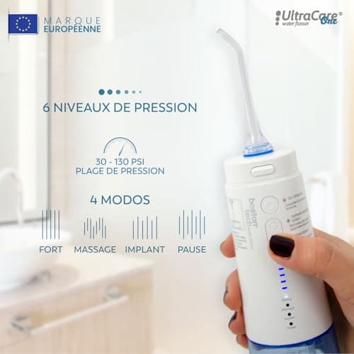 Aquapik® One Cordless Dental Flosser | Portable Dental Jet 250ml | 8 Tips + 6 Levels | USB-C IPX7 | For Sensitive Gums, Implants, Orthodontics | Effective Interdental Cleaning - Image 6