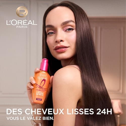 L'Oréal Paris - Dream Smoothing Serum - 230° Heat Protector and Anti-Frizz 24h - Enriched with Vegetable Keratin and Cocoa Butter - All Hair Types - Elseve Dream Long - 100ml - Image 4