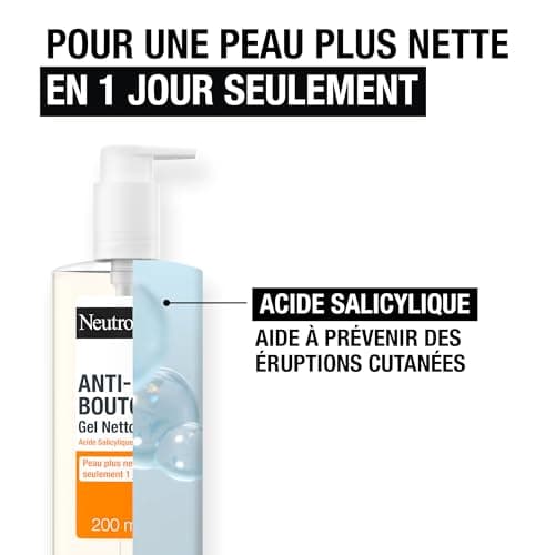 Neutrogena – Gel Nettoyant Anti-Boutons (flacon-pompe de 200 ml) – Nettoyant visage à l'acide salicylique (2%) – Élimine l'excès de sébum et les impuretés pour une peau plus nette en seulement 1 jour* - Image 6
