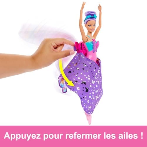 Barbie From Dancer to Butterfly Transformation Doll 2 in 1 with Open Wings Purple Hair Headband and Removable Tutu HXJ10 - Image 5