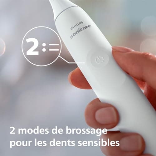 Philips Sonicare 4100 - brosse à dents électrique pour adultes avec 1 tête de brosse à dents Philips W2 Optimal White blanche, coffret de voyage fin et chargeur USB (modèle HX3683/33) - Image 7