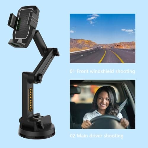 Mobile Phone Holder for Truck, Car, Motorcycle and Off-Road Vehicle - Super Suction Cup and Stable, Adjustable Gooseneck, High Quality Finish, Easy to Use, Compatible with - Image 5