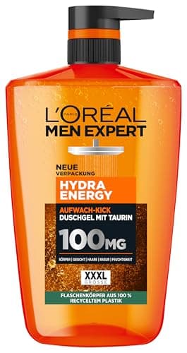 L'Oréal Men Expert XXXL Gel douche et shampooing pour homme, bain douche pour nettoyer le corps, les cheveux et le visage, soin du corps pour homme pour une fraîcheur longue durée à la taurine, Hydra - Image 2