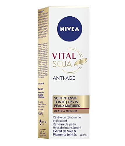 NIVEA Vital Soja Anti-Âge Soin Intensif Teinté Clair à Medium FPS 15 (1x40 ml), sérum anti-âge enrichi en Soja & pigments teintés, soin visage femme peau mature - Image 4