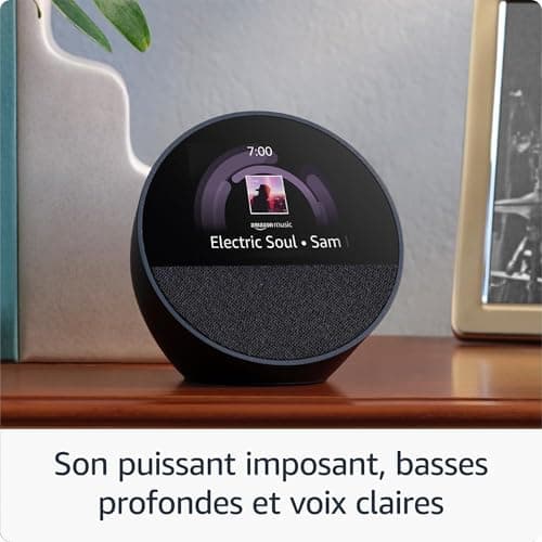 Echo Spot (newest gen), Smart alarm clock with vibrant sound + Made for Amazon Stand with USB-C and USB-A Charging Ports for Echo Spot - Image 6