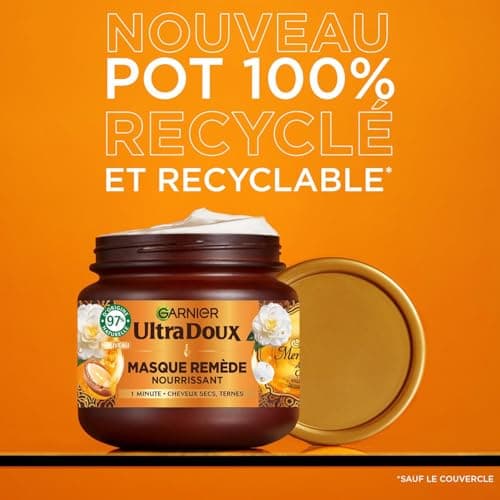 Garnier Ultra Doux - Masque Remède Nourrissant - Huile d'Argan & de Camélia - Pour Cheveux Secs & Ternes - Sans Silicone & Sans Parabène - 340 ml - Image 6