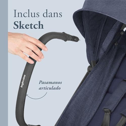 Inglesina Sketch Lightweight Compact Pushchair, Blue, Comfortable, Up to 17 kg, One-Handed Folding, UPF 50+ - Image 6