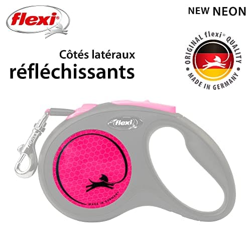 Flexi Neon S Strap 5 m Black/Neon Pink, Retractable Lead for Dogs up to 15 kg - Image 4