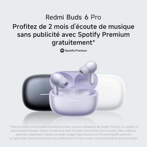 XIAOMI Redmi Buds 6 Pro - Bluetooth In-Ear Headphones, ANC 55dB, Dimensional Audio, Hi-Res/LDAC, 9.5h+36h Autonomy, IP54, Triple Speaker, White - Image 4