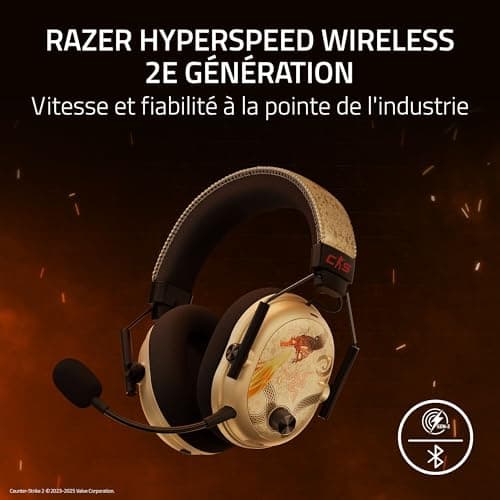 Razer BlackShark V3 Pro CS2 - Wireless Headset for esports with Noise Reduction - 50mm Audio Speakers - Detachable Microphone - HyperSpeed 2.4GHz & Bluetooth - PC/Mac | Dragon Lore - Image 4
