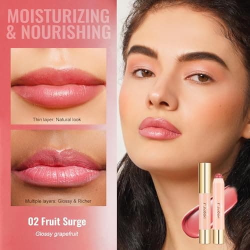 Oulac 2 in 1 Lipstick and Blush – Bright and Juicy, Colour Lip Marker Create a Make-Up Essence, Moisturising Lipstick, Suitable for All Skin Carnations, 2.5 g, Fruit Surge (02) - Image 4