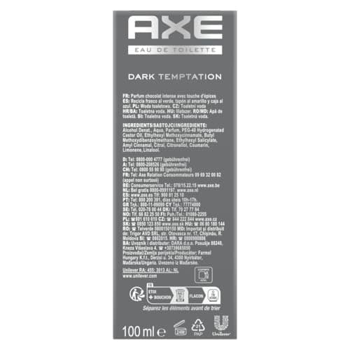 AXE - Eau de toilette Dark Temptation - Efficacité et fraîcheur 24h - Parfum énergisant aux notes riches et intenses de chocolat noir et d'épices - 100ml - Image 4