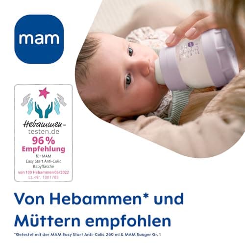 MAM Sparset III Anti-Colic Starter Kit with Bottle and Bottle 260ml + 2 x 0 Teats Ideal for Breast Milk and Pre-Food - Image 5
