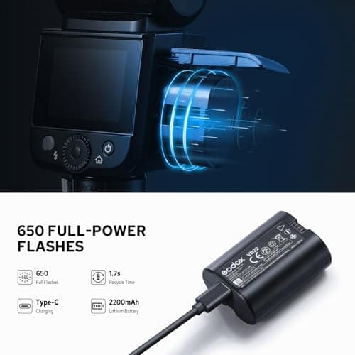 Godox V480S TTL Flash for Sony Camera, GN50 Speedlite Touch Screen Flash from Sony, HSS 1/8000s USB-C Charge Support 650 Times Flashes with Modeling Lamp - Image 9