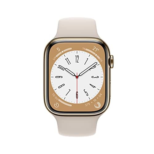 2022 Apple Watch Series 8 GPS + Cellular, Boîtier en acier inoxydable Or de 45 mm, Bracelet Sport Lumière stellaire - Regular - Image 3