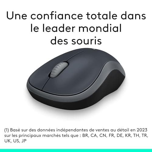Logitech M185 2.4GHz Wireless Mouse with Mini USB Receiver, 12 Months Battery Life, 1000 DPI Sensor Resolution, Ambidextrous, Compatible with PC, Mac, Laptop - Grey/Black - Image 3