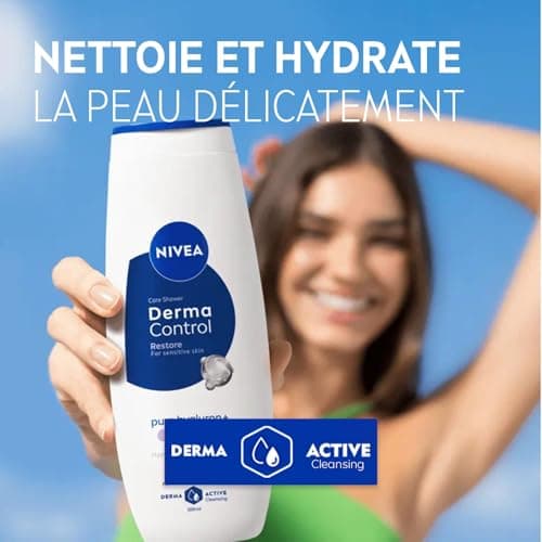 NIVEA - Gel Douche Corps Derma Control Restore - Douceur & Soin - Enrichi En Acide Hyaluronique Pur & Vitamine E - Parfum Hypoallergénique - pH Neutre - Peaux Sensibles - 250 ml - Image 5