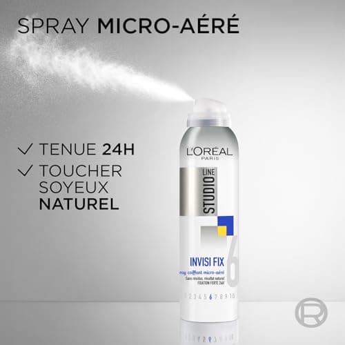 L’ORÉAL PARIS - Spray Coiffant Micro-Aéré Fixation Forte - Résultat Souple et Naturel - Tenue 24H - Sans Résidus - Tous Types de Cheveux - Studio Line Invisi'FX - 150 ml - Image 6
