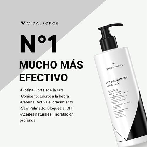 Après-shampooing à la Biotine pour les Cheveux, Collagène, Huile d'Argan, Huile de Jojoba et Huile de Macadamia avec 18 Vitamines pour les Cheveux I Prévient et aide à réduire la chute XXL 400 ml - Image 4