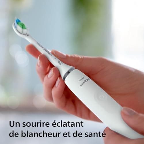 Philips Sonicare 4100 - brosse à dents électrique pour adultes avec 1 tête de brosse à dents Philips W2 Optimal White blanche, coffret de voyage fin et chargeur USB (modèle HX3683/33) - Image 4
