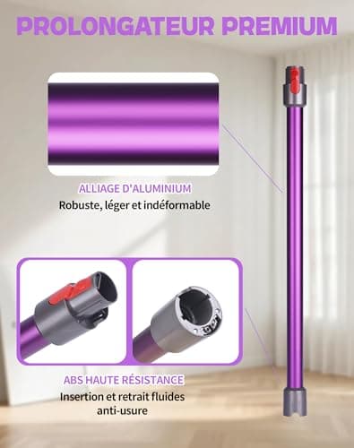 Tube Télescopique Compatible avec Dyson V7 V8 V10 V11 V15 – Tube d’Extension Rigide pour Aspirateur, Déverrouillage Rapide, Longueur 72.5 cm, Violet - Image 5