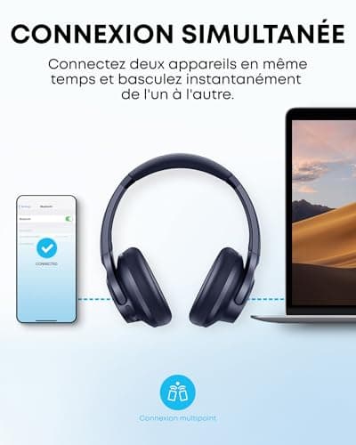 Soundcore Q20i Active by Anker, Active Hybrid Noise Cancelling Bluetooth Headphones, Over Ear Headphones, Up to 40 Hours of Battery Life in ANC Mode, Hi-Res Audio, Deep Bass, Customisation via App - Image 8