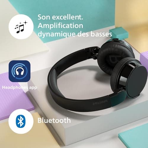 Philips TAH4209BK Casque sans Fil Supra-aural Bluetooth léger, Isolation phonique Passive, 55 Heures d’autonomie, Son Naturel, appels clairs, Basses dynamiques, Recharge en 2 Heures Via USB-C - Noir - Image 7