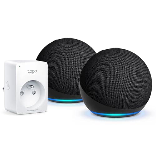 Echo Dot (5e génération) | Anthracite, pack de 2 + Tapo Matter Prise Connectée WiFi, Fonctionne avec Alexa - Kit de démarrage Maison connectée - Image 3