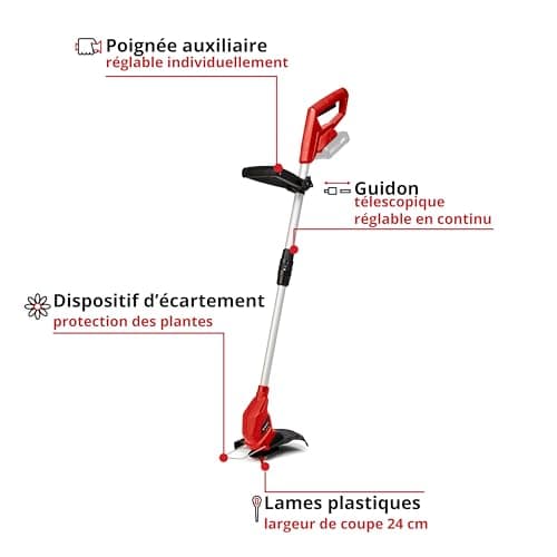 Einhell GC-CT 18/24 Li Solo Power X-Change Cordless Edger Cutter (18 V, Cutting Diameter 24 cm, Telescopic Handle) Delivered without Battery or Charger, Red/Black - Image 4
