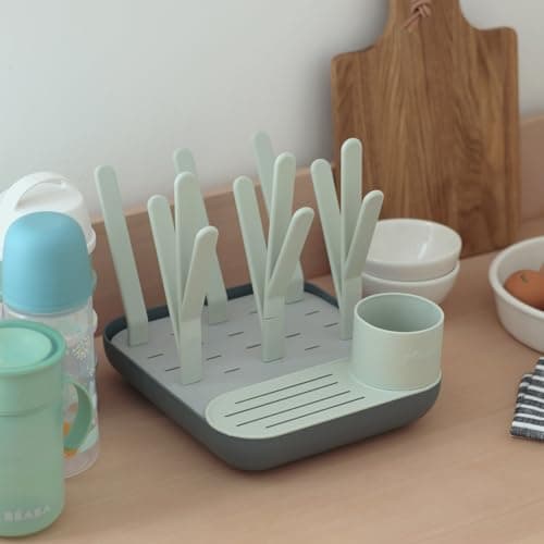 BÉABA, Bottle Drier and Dryer, Large Capacity, Modular, Up to 6 Bottles and Children's Dishes, Accessory Pot, Optimised Flow, Easy to Storage, Compact, Practical, Sage/Mineral - Image 7