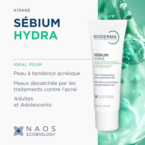 BIODERMA Sébium Hydra – Soin hydratant et nourrissant – Pour les peaux à tendance acnéique – Compense les effets secondaires des traitements contre l’acné – Tube 40 ml - Image 3