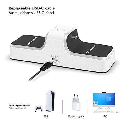 Lioncast PS5 Controller Charger - Dual Charging Station Compatible with Dualsense Wireless Controllers for Sony Playstation 5 Console - Red/Blue LED, Additional USB Port for Accessories - Image 6