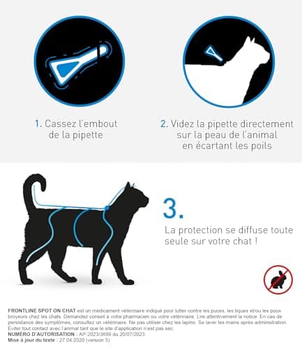 FRONTLINE Spot-On Cat Anti-Fleas, Ticks & Lice Crushers – Protects for 4 Weeks Against Fleas/2 Weeks Against Ticks – Made in France – 6 Pipettes - Image 4