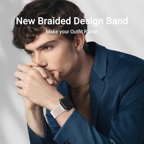 Higgs Braided Bands Compatible with Apple Watch Band 40 mm 41 mm 38 mm 42 mm 44 mm 46 mm 45 mm Ultra 3/2 49 mm Women Men Magnetic Clasp Elastic Nylon for iWatch Series 11 10 9 SE 8 7 6 5 4 3 UK - Image 7