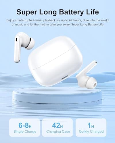 Wireless Bluetooth Headphones, Bluetooth 5.4 Wireless Earphones, Hi-Fi Stereo Sound Earphones, 50H CVC Playback Time Reduction Headphones for iOS Galaxy Xiaomi Oppo Android - Image 3