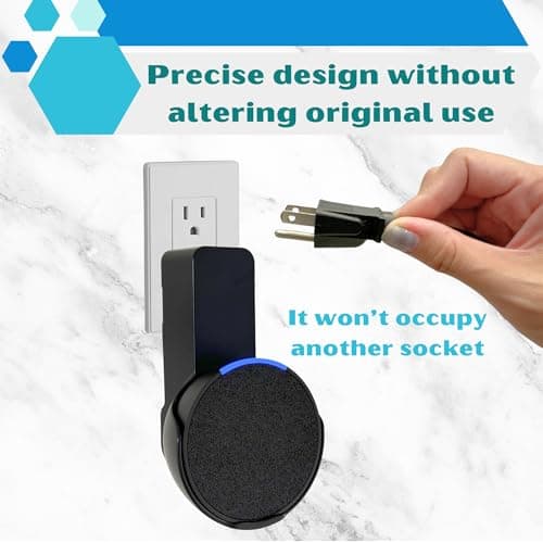 Sintron Wall Mount for Echo Pop and Google Nest, Smart Socket Holder with Built-in Cable Management, Space Saving No Bulky Cables, for Living Room, Bedroom, Kitchen (Black) - Image 6