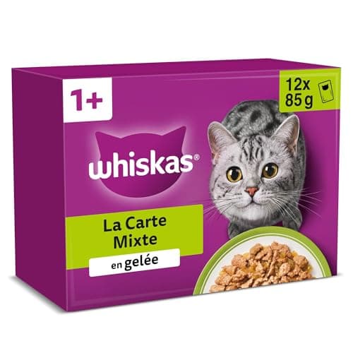 WHISKAS Jelly Food - 48 Freshness Sachets (Pack of 4 Packs 12 x 85g) - The Mixed Card (4 Varieties) - Complete Wet Food Suitable for Sterilized Adult Cats (Packaging May Vary) - Image 3