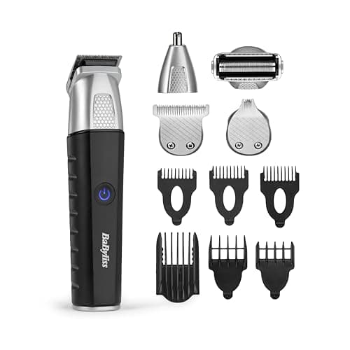 BaByliss Tondeuse Multi-usages Lithium Power 11-in-1 - Kit complet sans fil incluant une tondeuse barbe,cheveux et nez, oreilles et sourcils, Waterproof, Noir/Gris, MT812E - Image 3