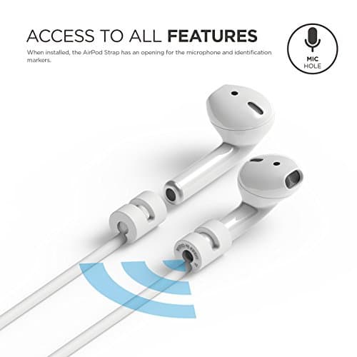 elago Silicone Strap AirPods Strap Anti-Lost Compatible with Apple AirPods 1 and 2 - Made of Smooth Silicone, 45 cm, Perfect for Sports, Leisure (White) - Image 5