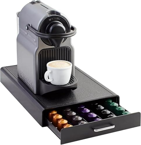 Amazon Basics Nespresso Moose Storage with 1 Drawer - 50 Capacity Capsules, Black - Image 3
